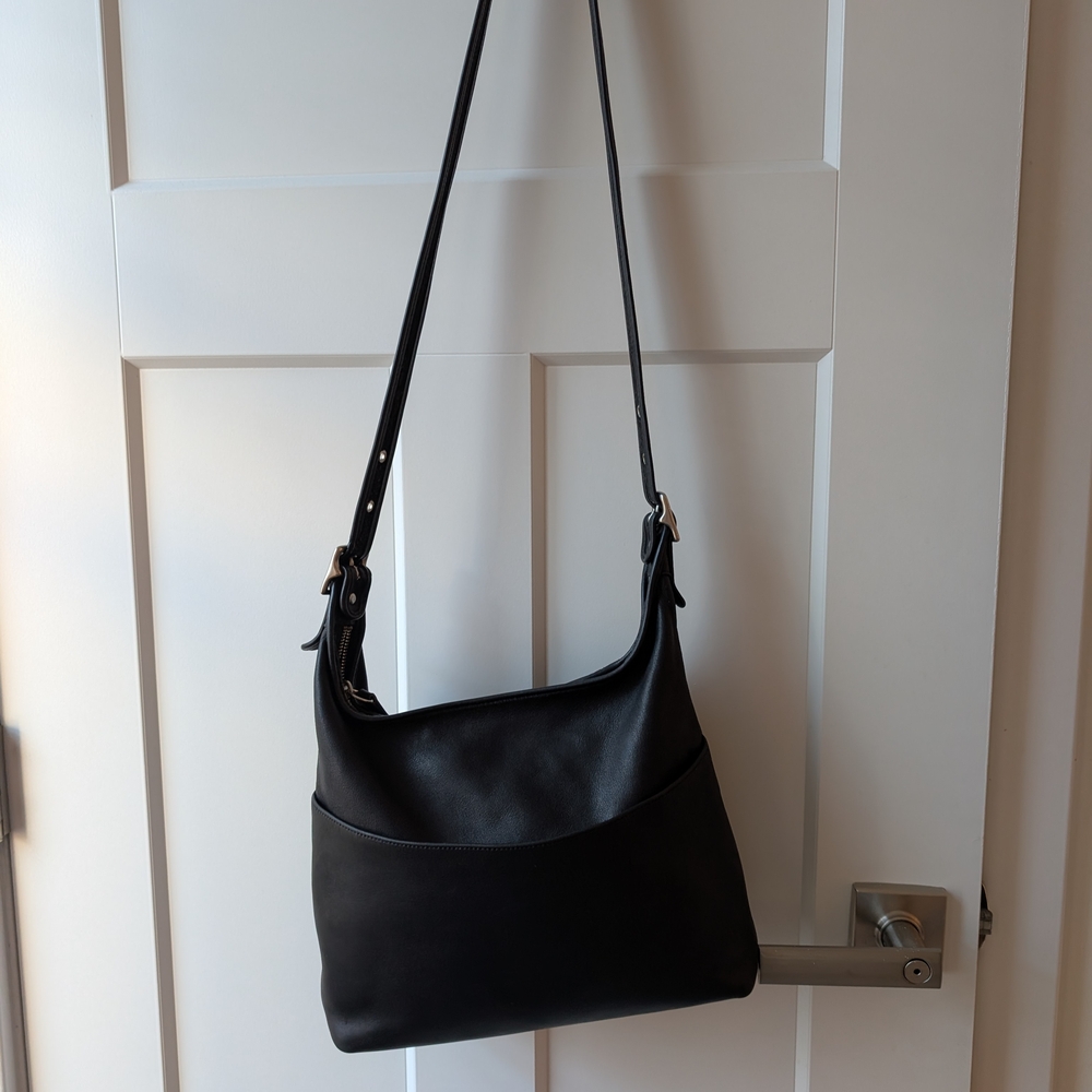 Coach Black Leather Shoulder Bag with Adjustable Strap